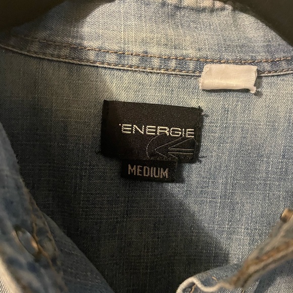 Denim unisex denim Energie shirt with patches. - Picture 5 of 6